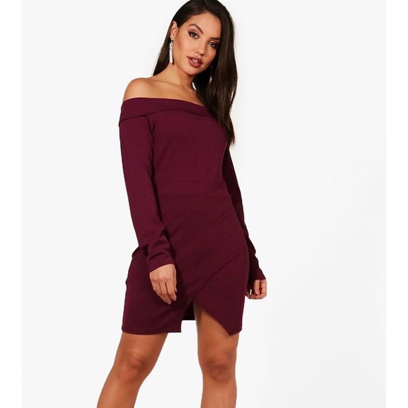 Boohoo Dresses & Skirts - NWT Plum Off The Shoulder Dress